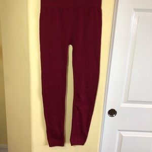 Free To Live One Size Burgundy Fleece Leggings
